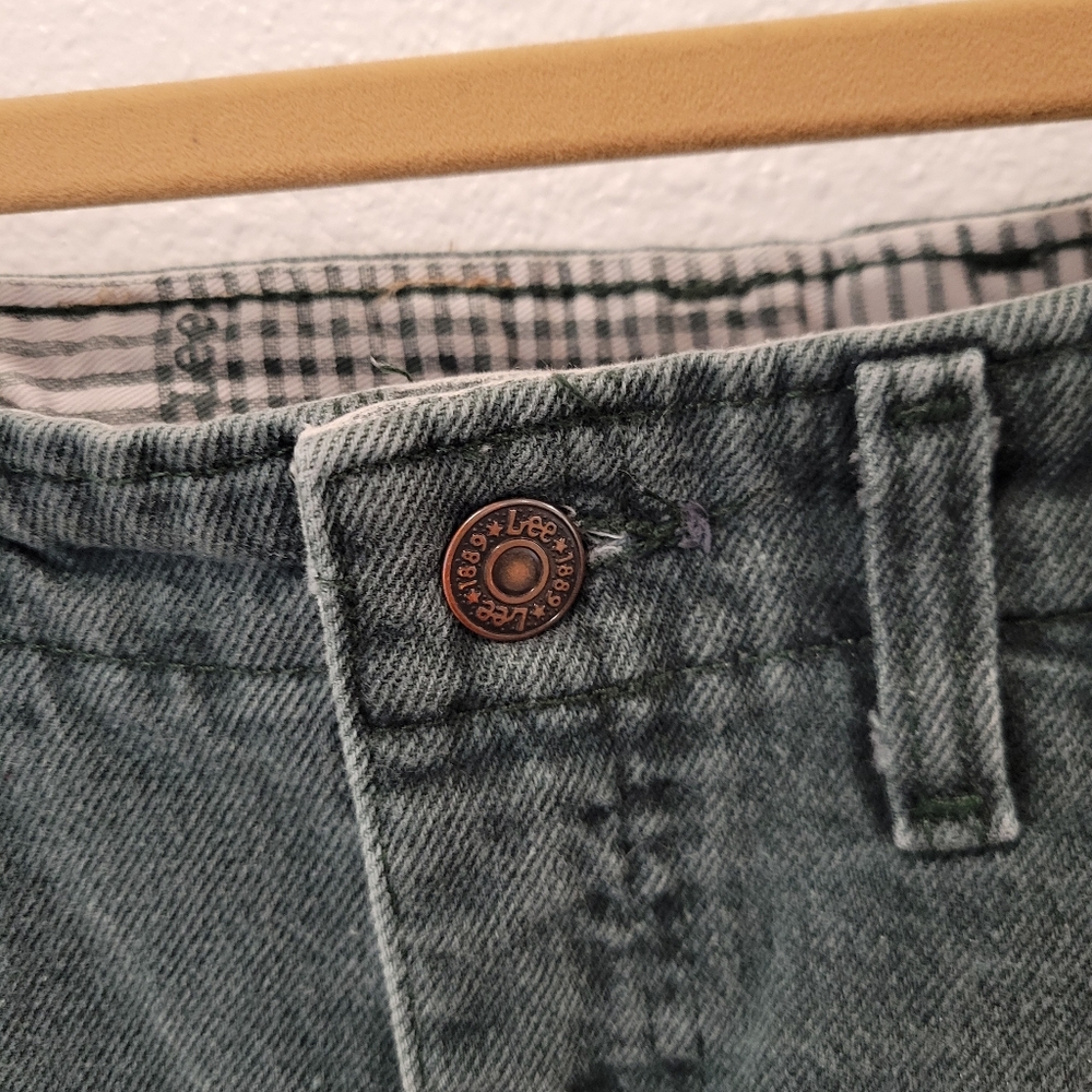 Vintage Lee Women’s Green Straight Leg Jeans‎ Stretch Waist Size 12 - Picture 3 of 5